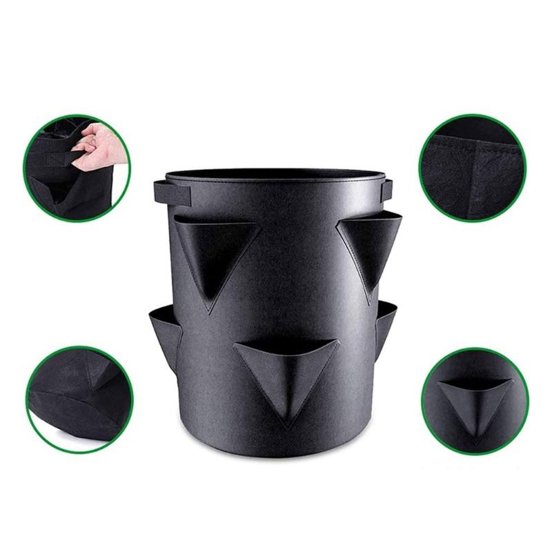 Pěstební taška na jahody Venkovní závěsný květináč Boční kapsy Skládací Opakovaně použitelná Netkaná textilie Pro zeleninu Ovoce