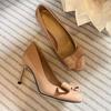 With Professional Shoes Round Head Daily Retro Bow Thin Heel Skirt Spring and Autumn British Style High Heel Single Shoes