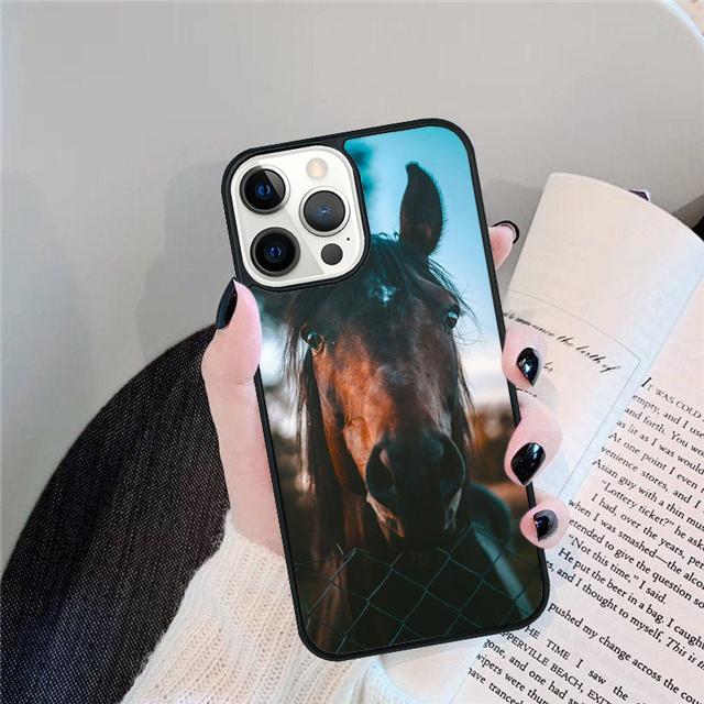 Black Strong Beauty Horse Stallion Cover For iPhone 17 Air 15 16 14 13 12 Pro Max 11 Pro Max Plus Phone Case Coque