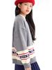 BarryBanny Long Knit Size for Elementary and Middle School Students Girls' Cardigan, Sweater, Coat, Sleeve, Outerwear, V-Neck, Gray, Warm,