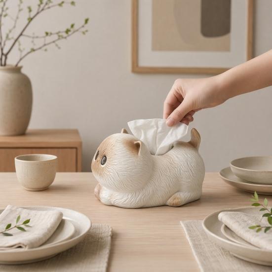 Tissue Dispenser, Cute Cat Shape Tissue Holder, Practical Storage And Unique Home Decor Napkin Box, for Bathroom Bedroom Living Room