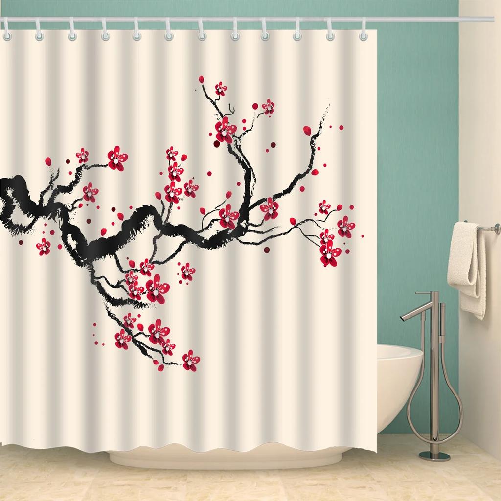 3D Tree Scenery Shower Curtains Bathroom Curtains High Quality Waterproof Polyester Bath Curtain with 12 Hooks for Home Decor