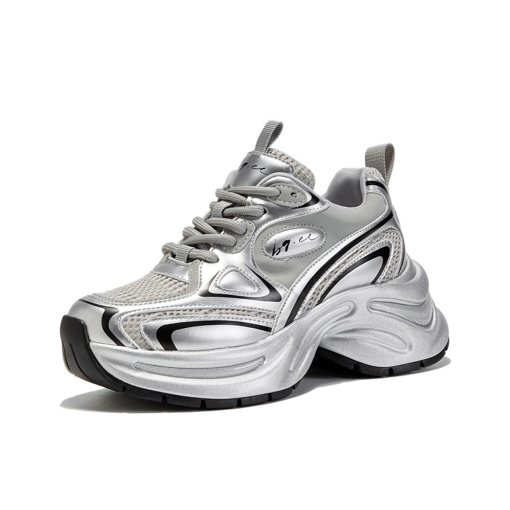 Shoes Women's Spring New Front Lace-up Retro Thick-soled Heightening Versatile Women's Shoes Summer Breathable Mesh Sneakers