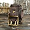 Belt Men's Korean-Style Retro Distressed Trendy Unique Double Needle Copper Buckle Genuine Leather New Pure Cowhide Jeans Belt