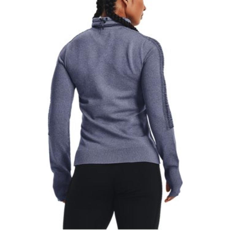 Under Armour FW22 Solid Color Logo Print Funnel Neck Sports Hoodie Women hoodies Purple 1371576-767