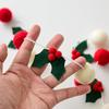 Christmas wool felt Christmas leaves red fruit ball string pull flag bunting suitable for Christmas wall hanging room decoration