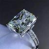 Fashion Big Square Crystal Stone Women Wedding Bridal Ring Luxury Engagement Party Anniversary Best Gift Large Rings
