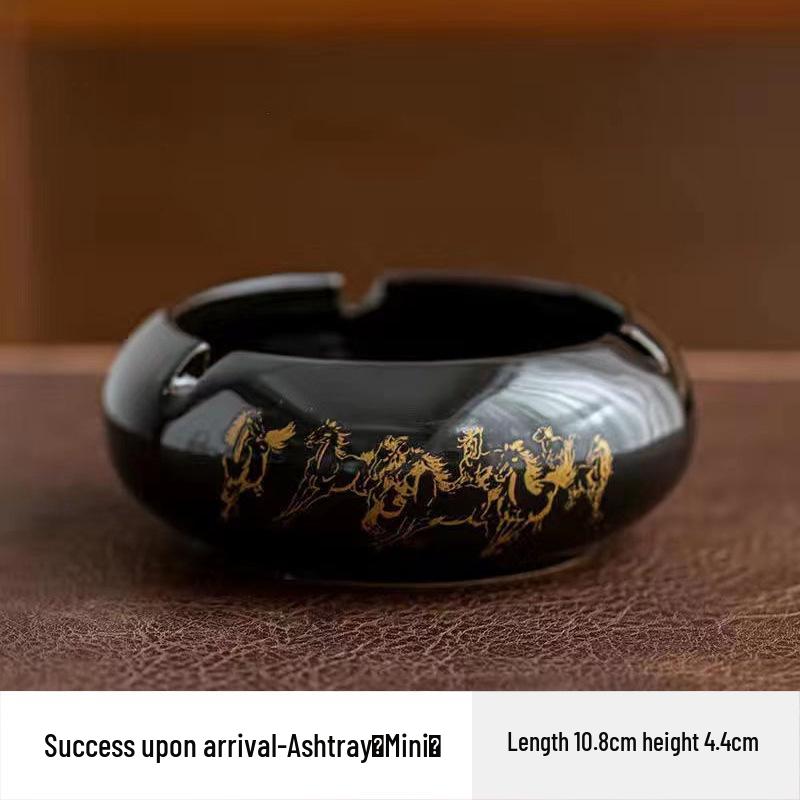 Large Ceramic Ashtray for Tea Room, Living Room, or Office - Chinese Style, Anti-Fly Design