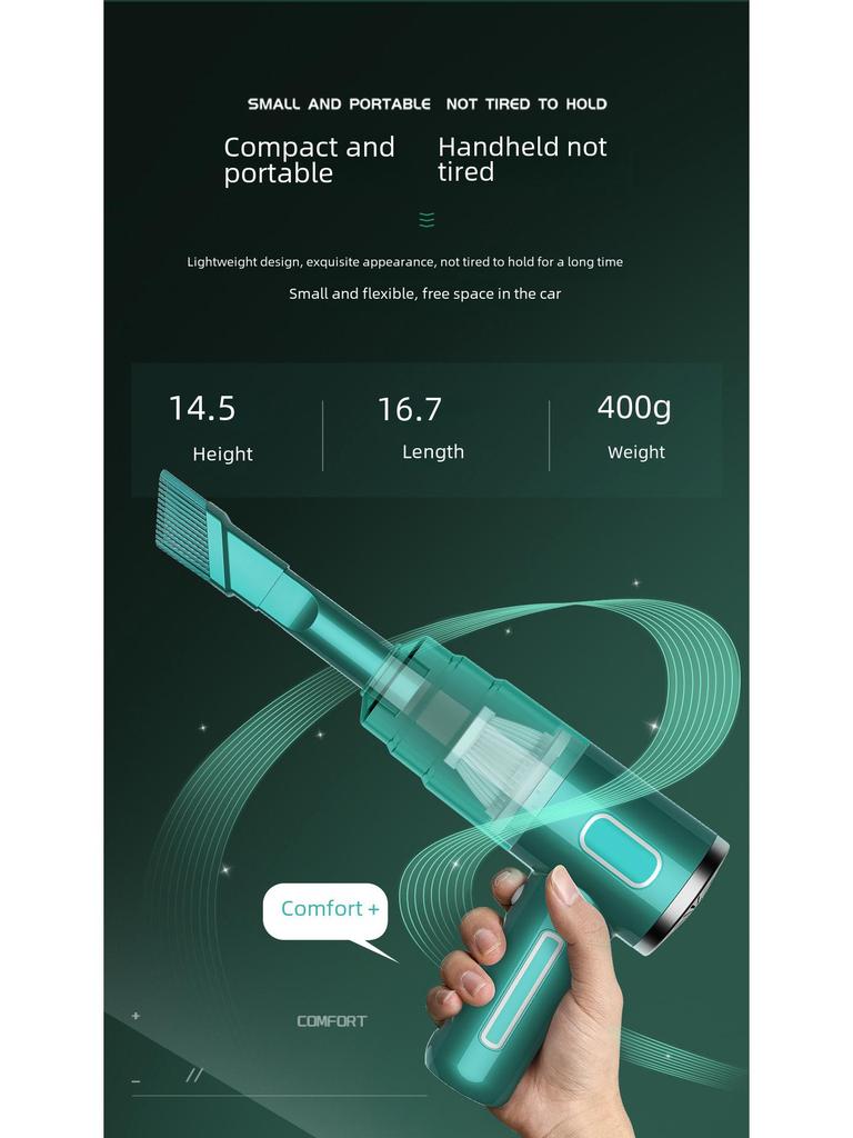 Wireless Portable Handheld Car Vacuum Cleaner with High Suction - Small Mini Dust Blower for Home Use