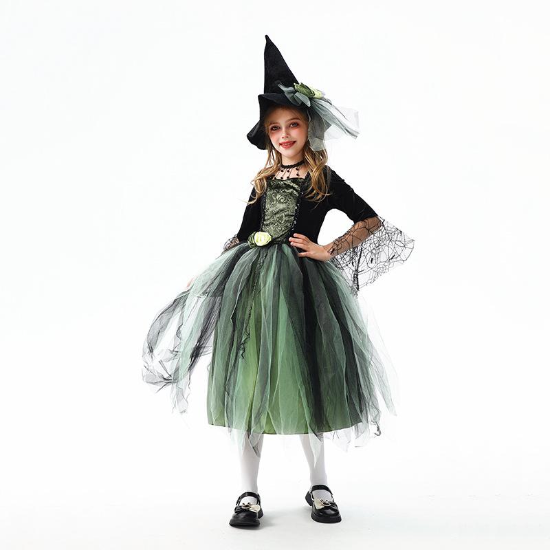 Halloween Children's Costume The Wizard of Oz Mesh Dress Witch Costume Magic Witch Costume Cosplay Show