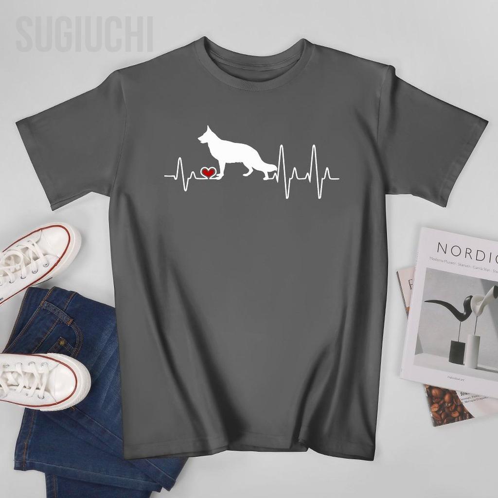 Unisex GerUnisex Shepherd Dog Heartbeat Pulse Tshirt Tees Oneck T Shirts WoUnisex Boys 100 Cotton Short TShirt Unisex All Seasons