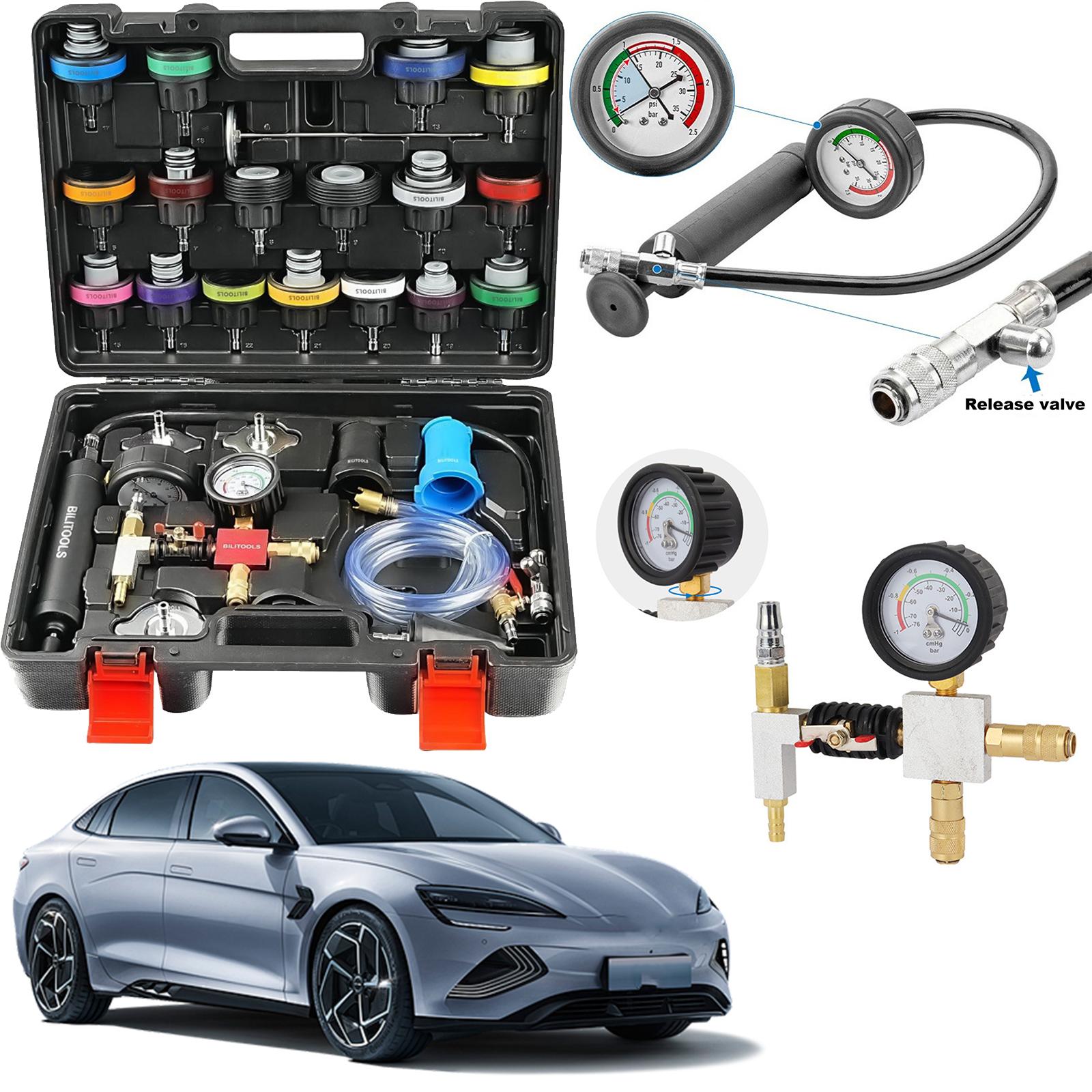 

Radiator Pressure Tester 28-Piece Universal Fit Vacuum Filling Kit Radiator Leak Tester Leak Detection Leak Tester Tool United States