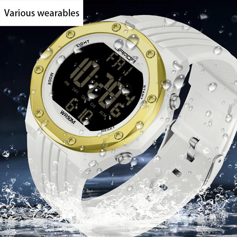 Neue elektronische Uhr mit Einzeldisplay, Kaltlicht-Digitaluhr, einfache, multifunktionale, wasserdichte elektronische Uhr für Outdoor-Sportarten