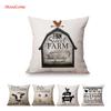 Nordic Farm Animals Sweet Farm Life Rule Principle Letter Art Sofa Throw Pillow Case Retro Cotton Linen Car Pillow Cushion Cover