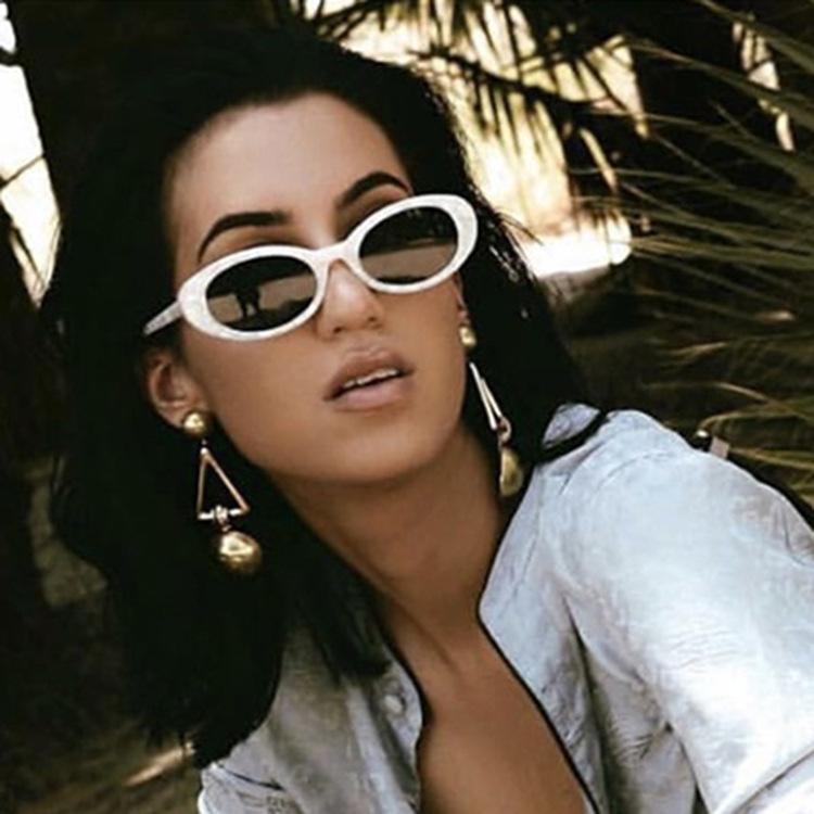 Oval Sunglasses 2021 Retro Sunglasses Women'S Sunglasses Concave Shape Photo Street Photo