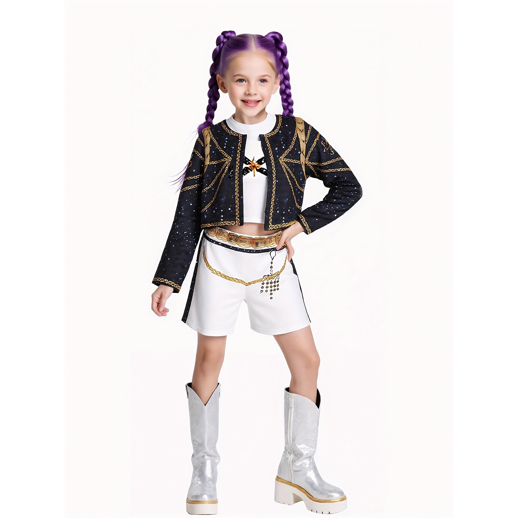 Набор из 3 предметов Костюмов для K-pop Девичьей Группы, Детские K-pop Костюмы для Выступлений, Белые Сценический Костюм Девичьей Группы для Idols 160cm белый