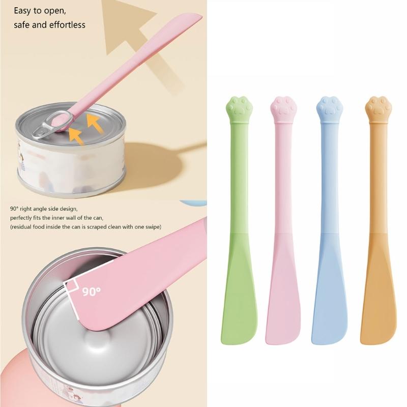 Multipurpose Pet Can Opener with Long Handle Cats Food Scrapers Tool For Deep Jars And Mess Without Feeding