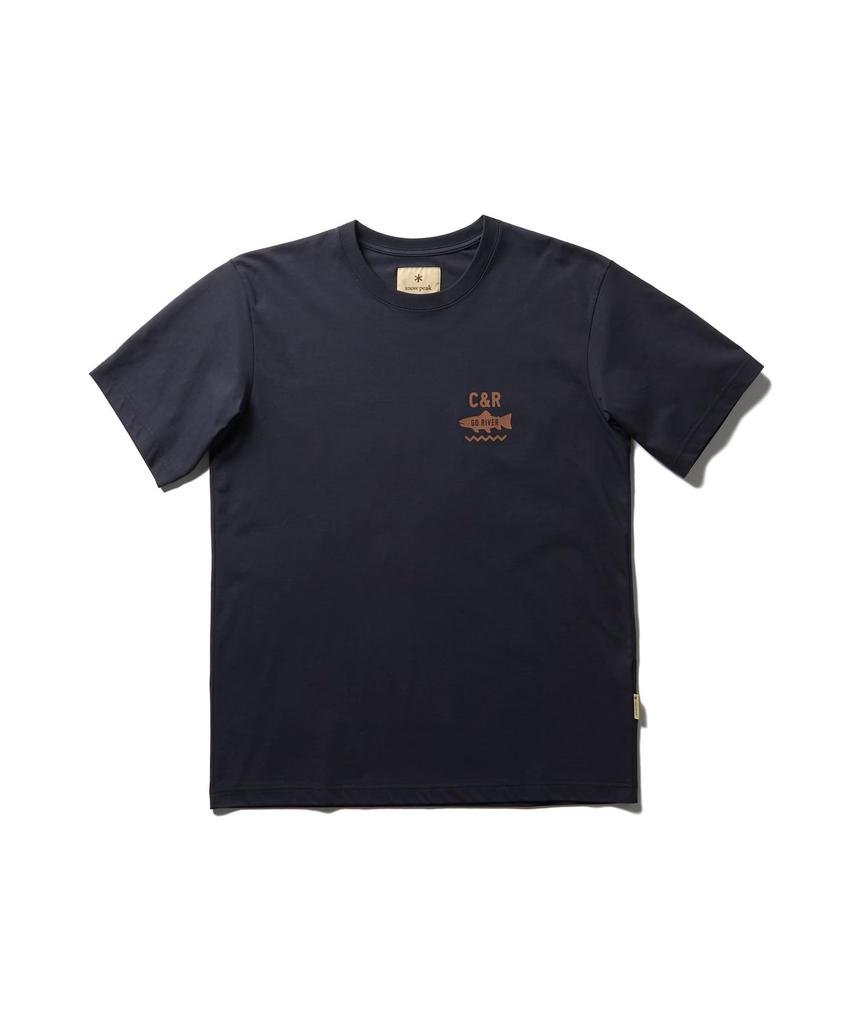 Snow Peak Trad Label Field Plating Short XL T-Shirt SPTL-TS-26SU909 T-shirt, Sleeve, Men's/Women's, Navy,