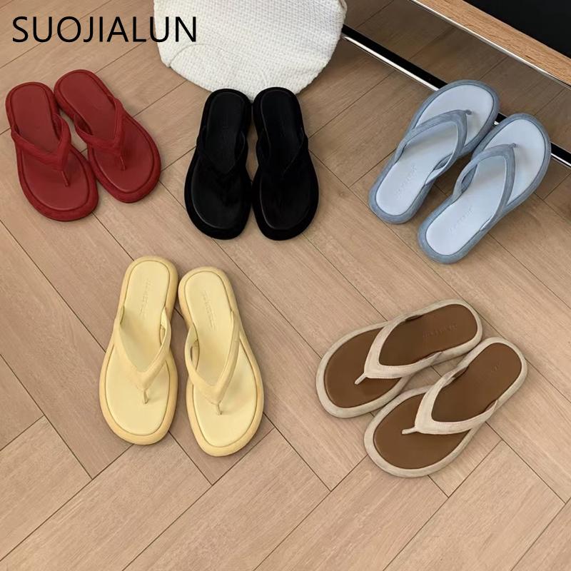 Fashion SUOJIALUN Summer New Candy Color Women Slipper Fashion Slip On Ladies Flat Heel Flip Flop Shoes Soft Casual Vacation Slides Sand