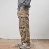 Pantaloni cargo pentru bărbați, culoare solidă, stil vintage, stil High Street, cu picior larg, drept, cu buzunare multiple, streetwear, pantaloni de călătorie în aer liber