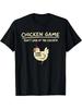 Funny 'Chicken Game' Graphic Tee - Casual T-Shirt, Black with Yellow Chicken Des