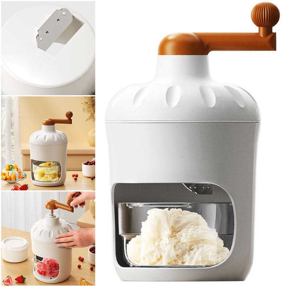 Manual Shaved Ice Machine Multifunction Portable Ice Crusher Hand Operated Slushy Maker for Ice Cream Milkshake Smoothie