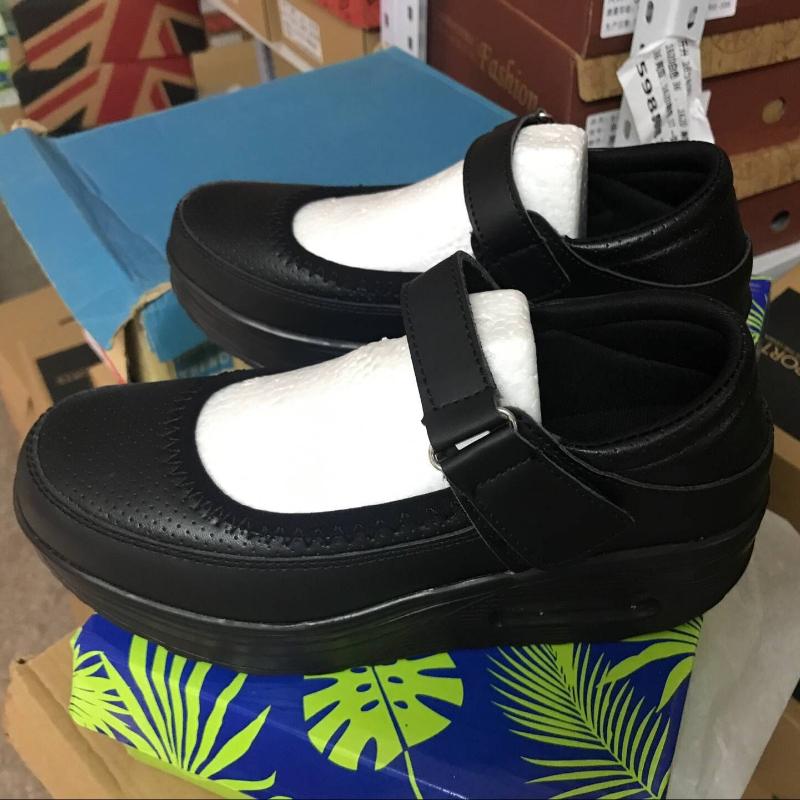 Fashion Air-cushion Nurse Shoes, Women's Soft-soled, Breathable, Thick-soled, Non-slip, Non-tiring Feet, Work White Shoes, One-step Flat