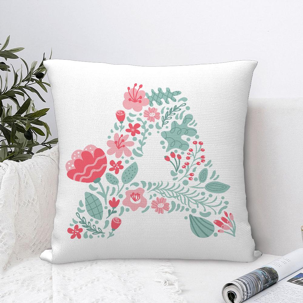 Cute Floral Letter Pillow Case Sofa Decorative Home Double-sided Printing Short Plush Cushion Cover Throw Pillow Cover Gifts