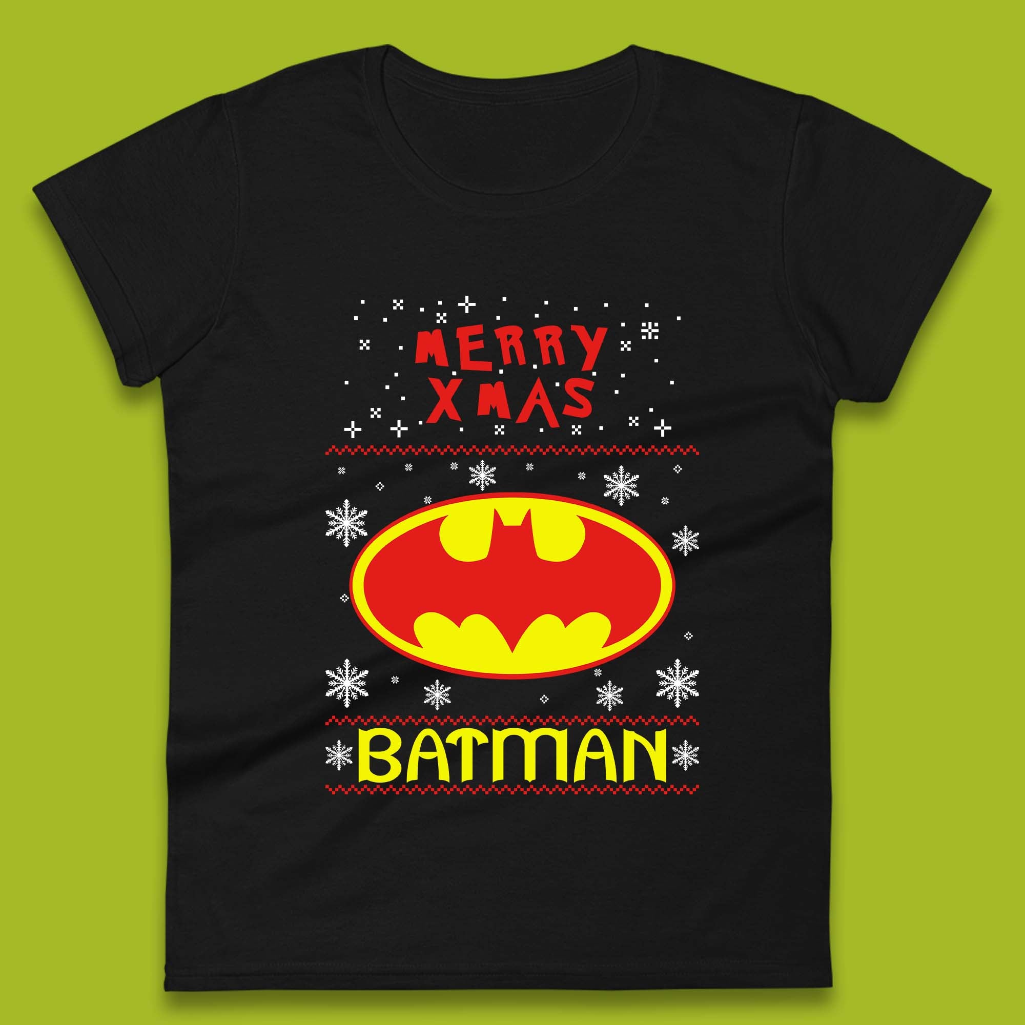 Merry Xmas Batman Womens T-Shirt Mens Tops Tees Unisex Christmas Top L