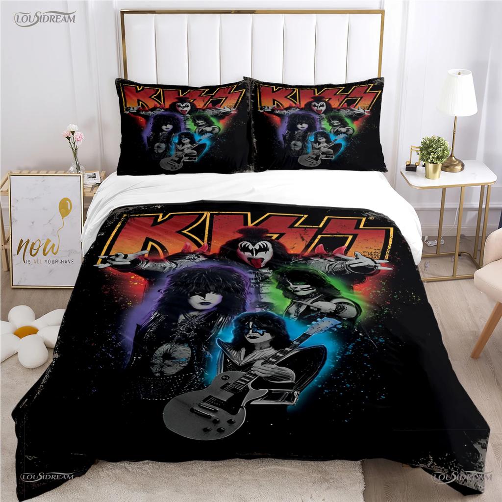 Kiss Band Rock Music All Season Duvet Cover Comforter Bedding Set Soft Quilt Cover And Pillowcases Teen Single/Double/Queen/King