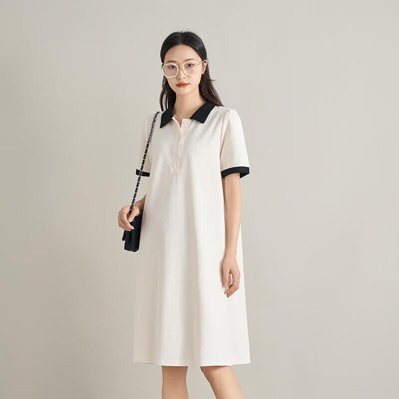 October Mommy Women's Summer Color-Block Polo Maternity Dress