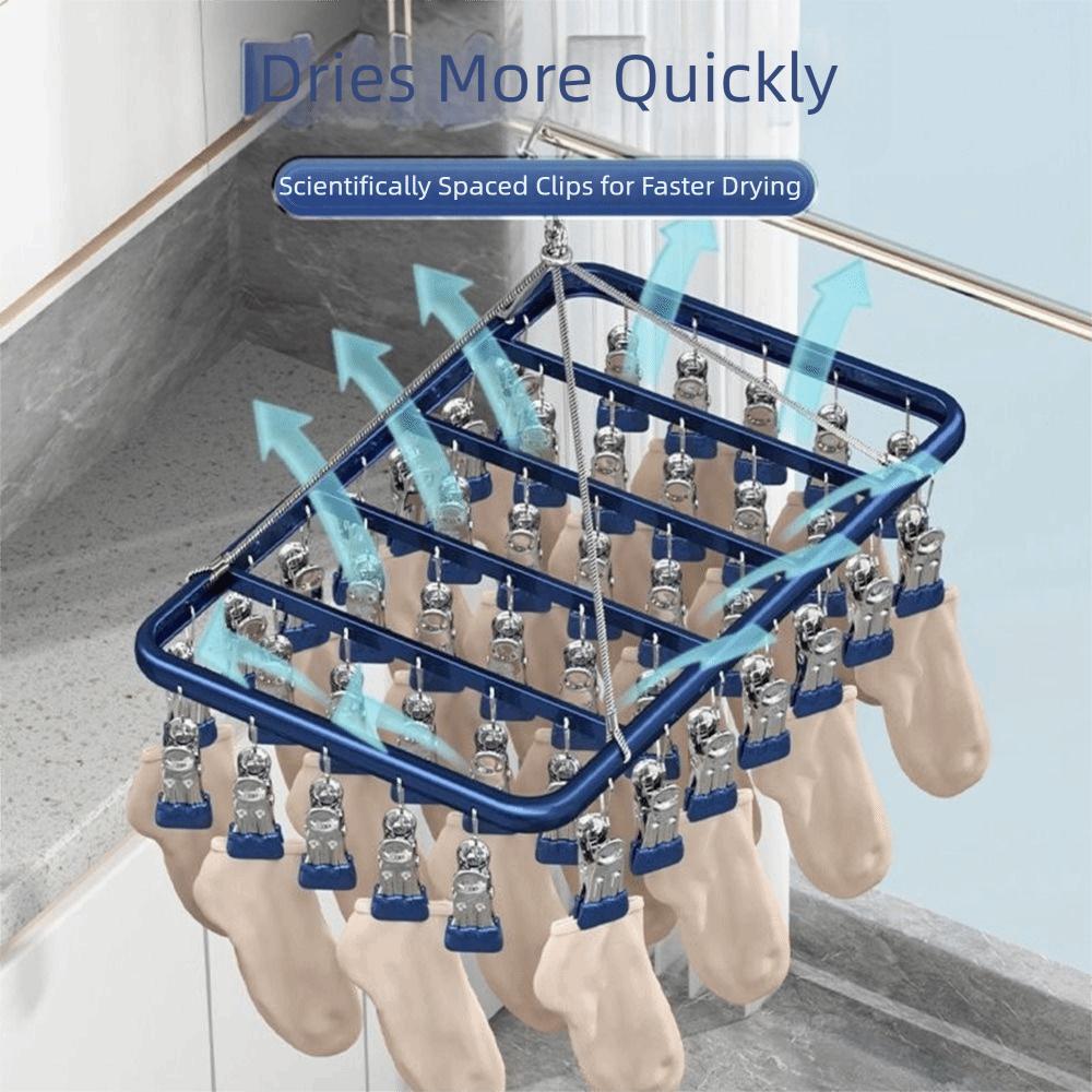 Anti Slip Multi-Clip Drying Rack Windproof Towel Socks Hanger Clothes Drying Rack  Bathroom