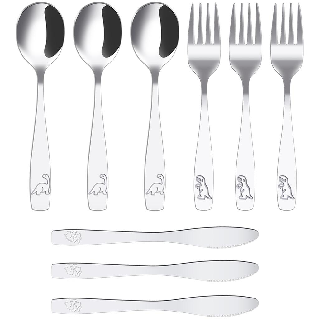 9/10/15Pcs Toddler Utensils, Kids Stainless Steel Silverware Set, Children Safe Forks Spoons and Cutter  - Mirror Polished