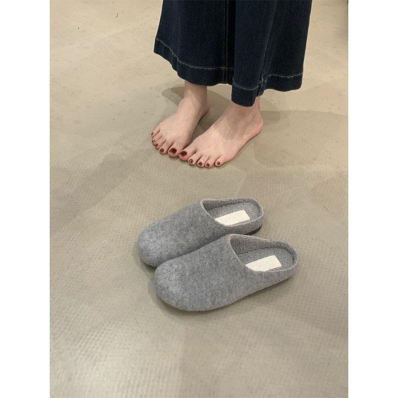 Thick-soled velvet Birkenstocks with one foot and fluffy slippers for women to wear autumn and winter Birkenstocks