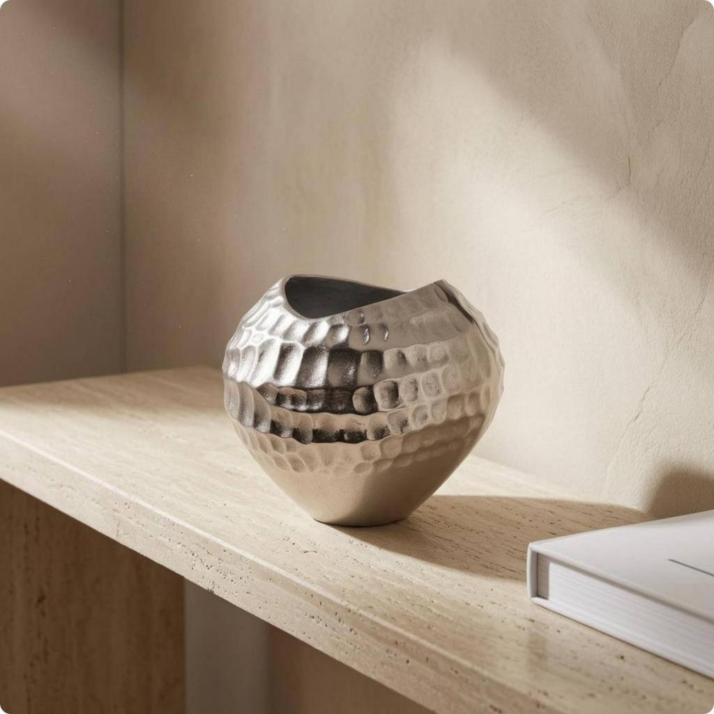 Crinkled Paper Shape Vase Hammered Texture Decorative Open OpenTop Decor for Flower Display