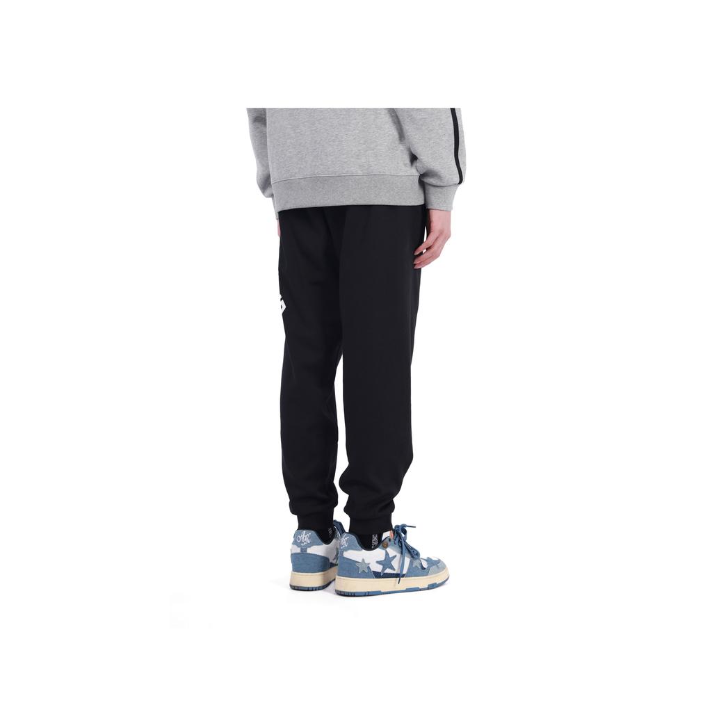 Li-Ning Fashion Series Logo Print Fleece-Lined Cuffed Knit Sweatpants Men Bottoms Black AKLSG51-3