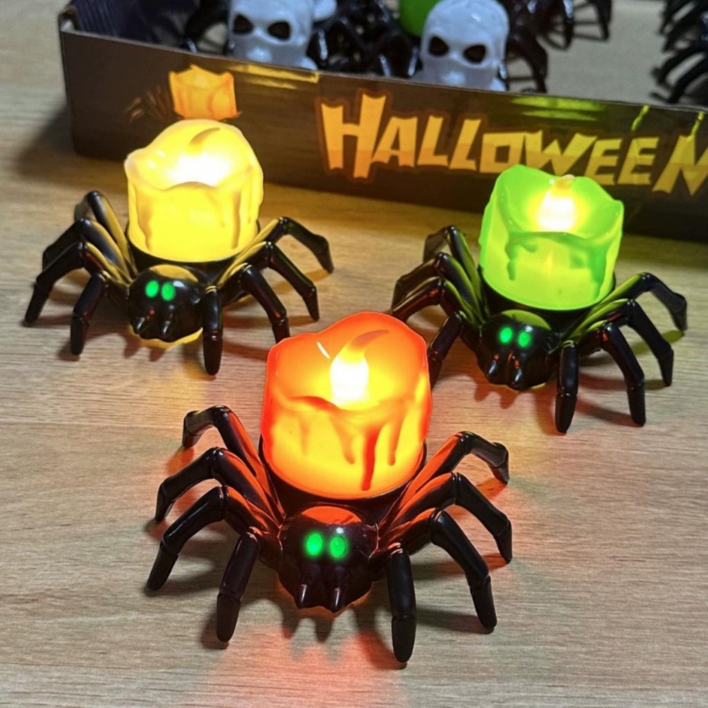 Halloween Dekorationen LED Kerzenlicht Plastik Spinne Kürbislaterne für Zuhause Bar Spukhaus Halloween Party Deko