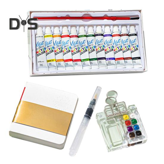 

Мини-коробка для акварельных красок Pocket Artist Travel Set 8/15-цветная палитра из орехового дерева с металлическим зажимом Портативная акварельная ручка