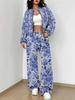 Black Retro Style Explosion Autumn and Winter New European and American Women's Clothing Flower Printing Suit Women