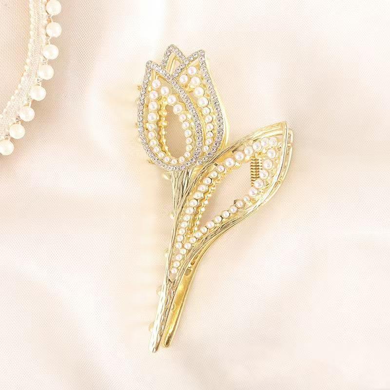 High-Quality Elegant Wheat Ear Hair Clip - Large Metal Claw for Buns