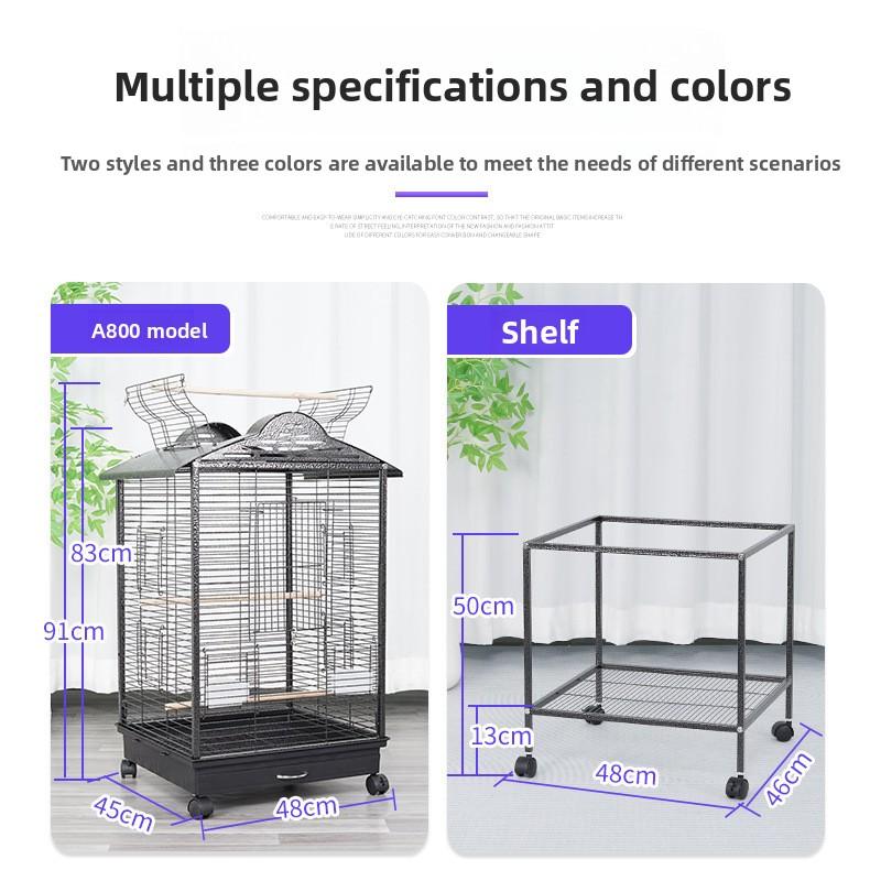 Large Iron Wire Bird Cage with Wood Stand for Conures Lovebird House Parrots Playground Cockatiel Parakeets Activity Center