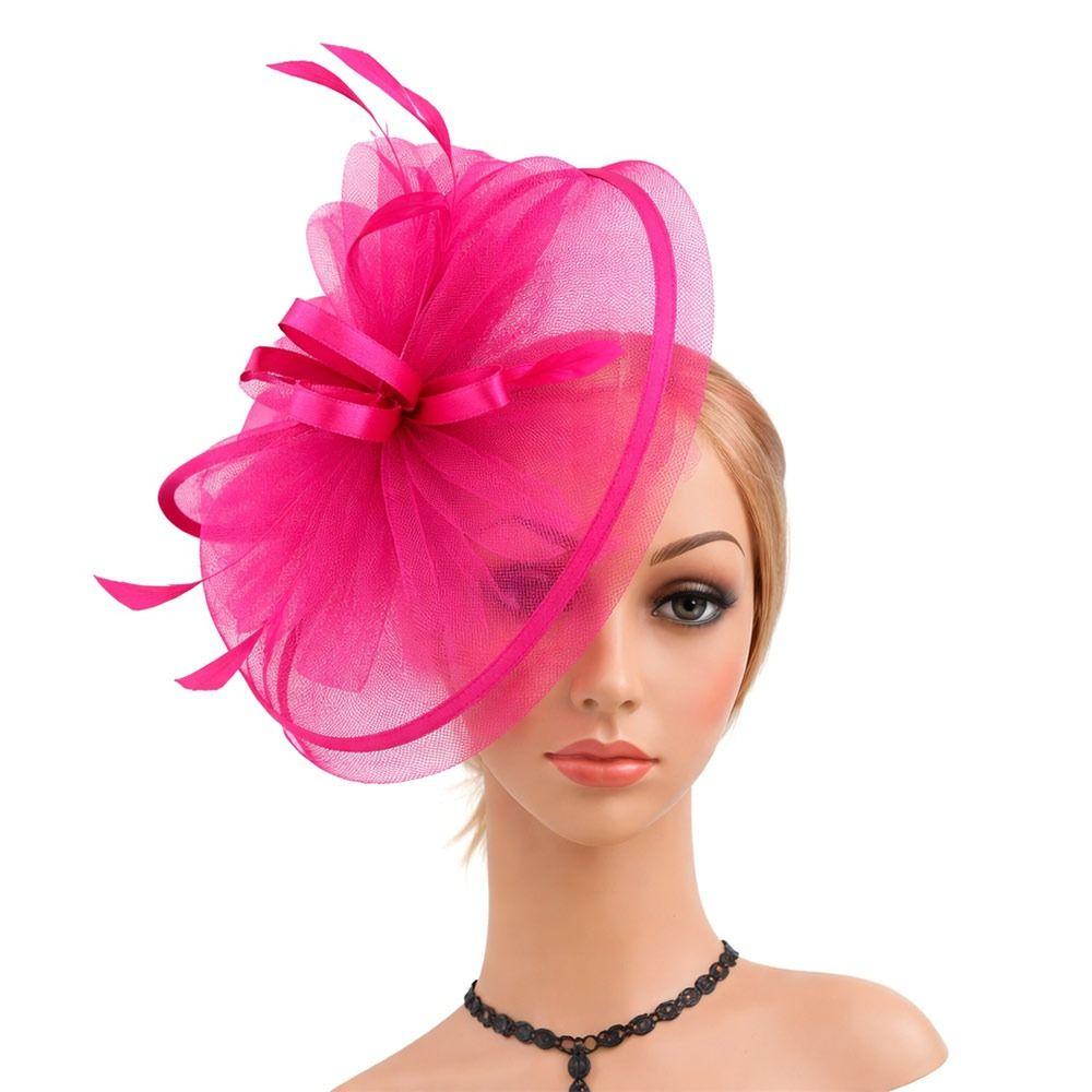 Mesh Fascinators Hats Feather Hair Clip Vintage Tea Party Hats