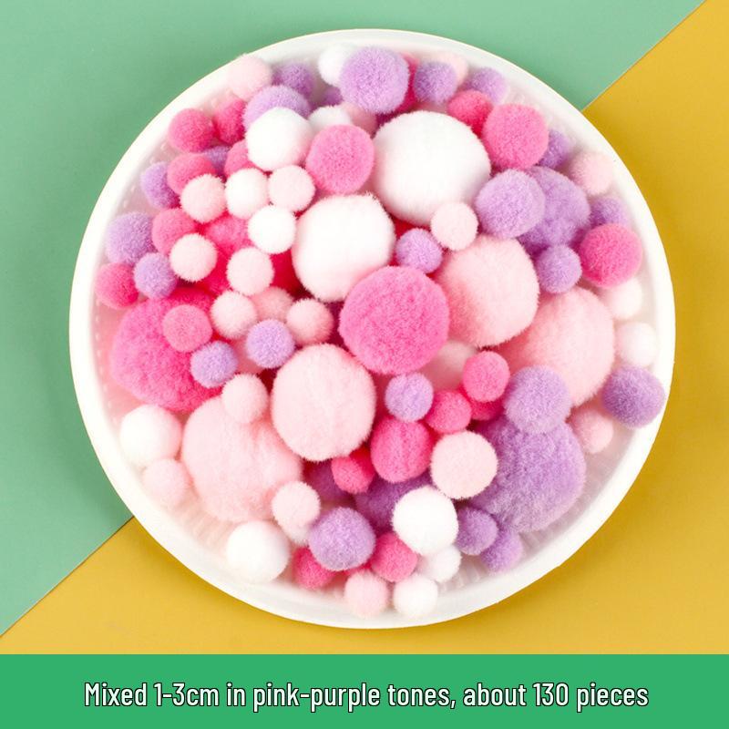 Colorful Gradient Pompom Pack: High-Elastic Plush DIY Toy Accessories for Kids