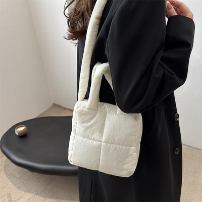 Fresh New Down Cotton Clothes Women's Simple Soft Square Fashion Underarm Crossbody Handbag Women
