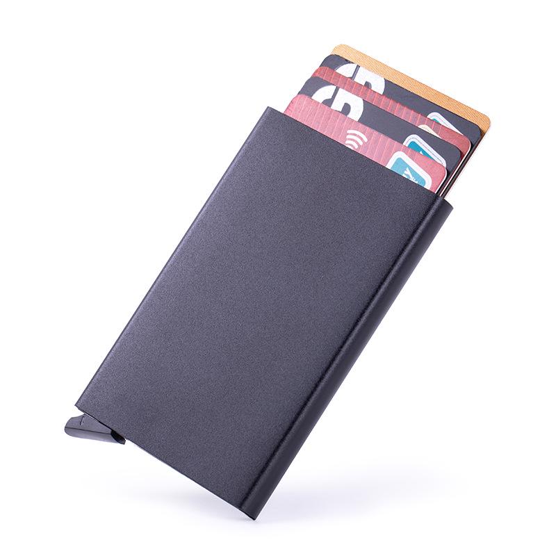 Men's Anti-Demagnetization Anti-Theft RFID Card Holder with Automatic Pop-Up and Clip Sleeve