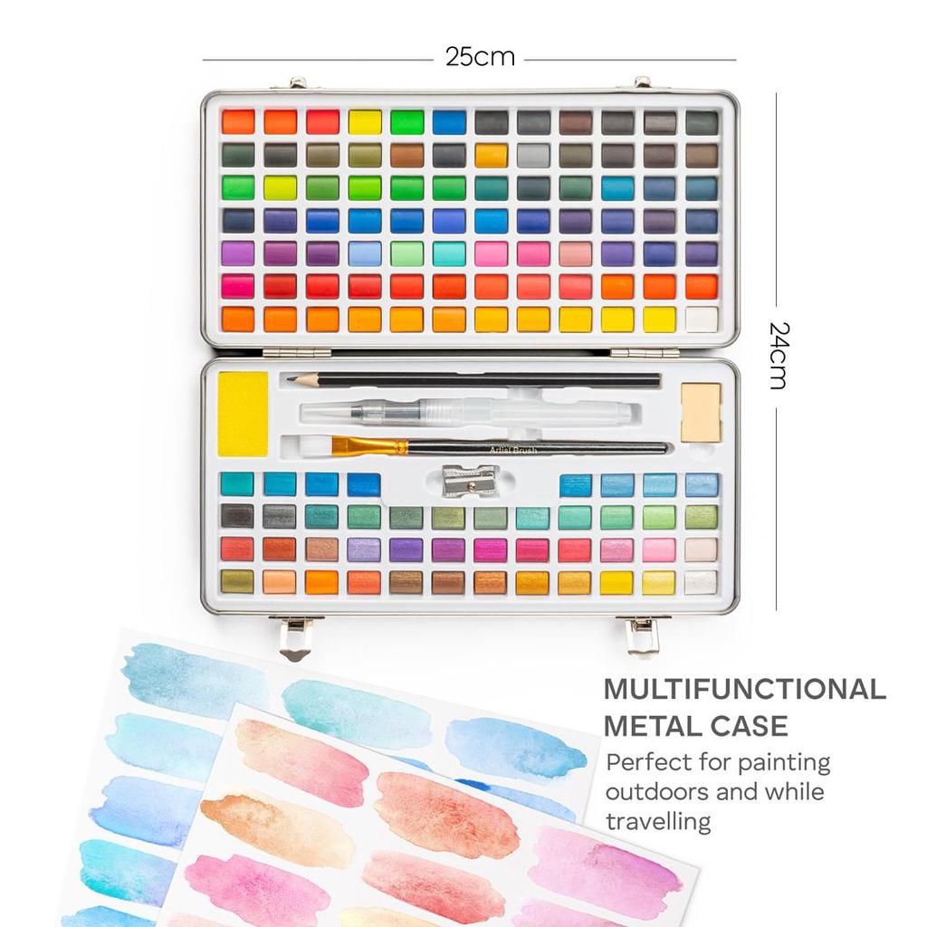 Aquarelle Peintures à l'aquarelle Ensemble de 128 couleurs Peintures en cubes