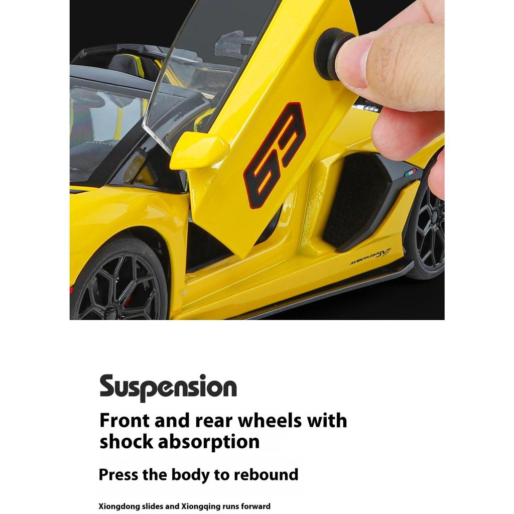 Large 1/18 Lamborghini Aventador SVJ Supercar Model Simulation Interior Details Adult Collection Ornaments Boy Gift Halloween Toys