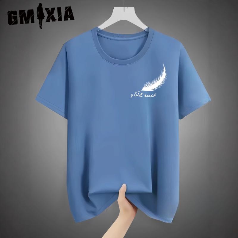 GMXIA Cotton Short Sleeve T-shirt Men's Fashion Loose Half Sleeve Shirt Printed Compassionate Shirt
