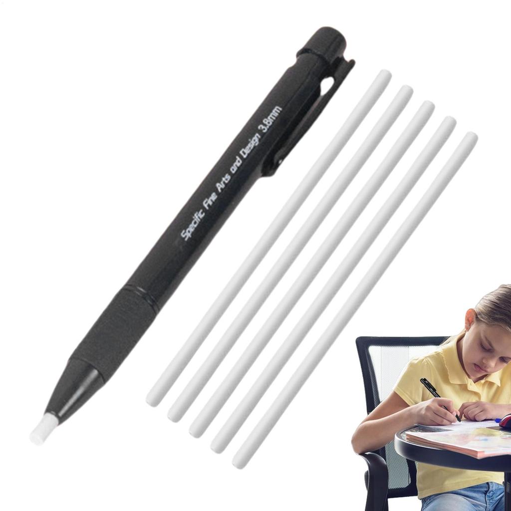 Retractable Eraser Stick Mechanical Erasing Pencil Eraser Pen 3.8mm Thin Tip With 5 Refills For Artists Drafting Drawing Work