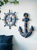 Mediterranean Style Wooden Ship Anchor Decorative Hanging Piece - Ocean Theme Room Wall Decor Photo Wall Accessories